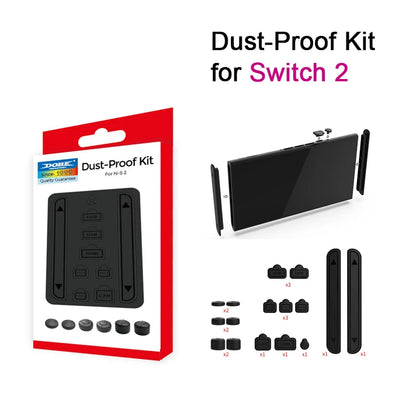 Staubschutz für Switch 2, Staubschutz, Spielkonsole, staubdichte Silikon-Port-Stecker mit Joystick-Kappe für NS 2-Gaming-Zubehör