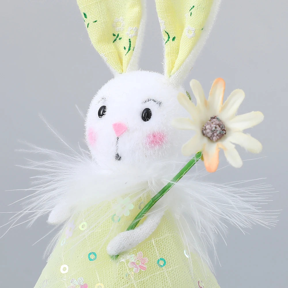 24 cm Ostern Stehende Blume Fee Engel Elf Kaninchen Puppen Rosa Grüne Blumen Gaze Puffy Rock Frühling Hase Ostern Dekor