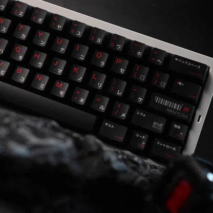 140+ Tasten/Set Arasaka Gaming Tastenkappen PBT Farbstoffsublimation Schwarz Rot Tastenkappen Kirschprofil Anime Spiel CBPK 2077 Tastenkappe MX Switch