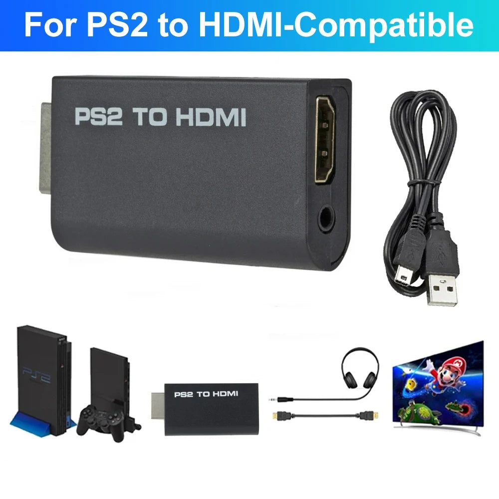 1080P PS2 zu HDMI-kompatibel Konverter Adapter PlayStation 2 zu HDMI Spiele Video Adapter Kabel Unterstützt PC Alle PS2 Anzeigemodi