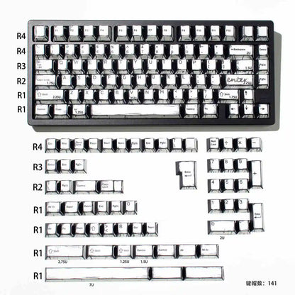 Comic Mixed Lights Dye Sublimation PBT Tastenkappe Russisch/Koreanisch/Deutsch/Englisch Tastenkappen Kirschprofil für MX Switch Gaming Keybaord