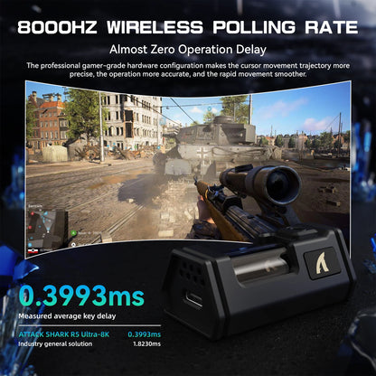 ATTACK SHARK R5 Ultra Carbon Fiber Wireless Gaming Mouse, PixArt PAW3950MAX Gaming Sensor, 42000 DPI, 8000 Hz, MCU Nordic 52840