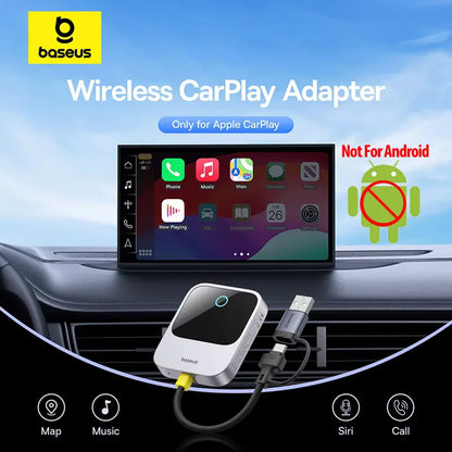 Baseus Carplay Wireless Adapter Smart CarPlay Box Dongles verkabelt zu Wireless Carplay Bluetooth 5.0 WiFi Carplay Adapter Auto Auto