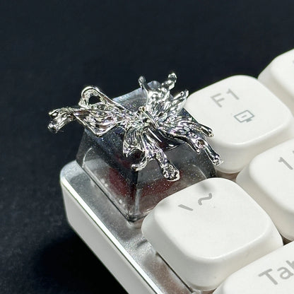 Benutzerdefinierte handgefertigte Metall-Tastenkappen, schwarzes Schmetterlingsmädchen-Design, OEM-ESC-Tasten für mechanische Gaming-Tastatur, handwerkliches Persönlichkeitsgeschenk