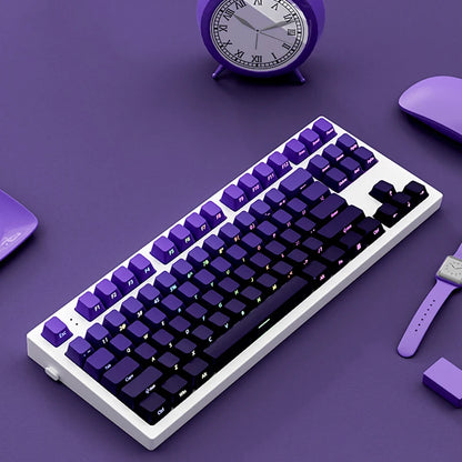 Lila Double Shot PBT-Tastenkappen mit Farbverlauf, OEM-Profil, seitlicher Druck, RGB-Hintergrundbeleuchtung, 135-Tasten für Cherry MX Switches Gaming-Tastatur