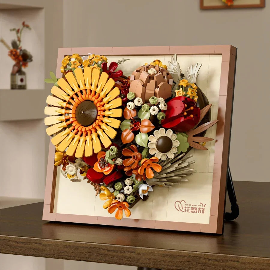 Neujahrsdekorationen 3D Bilderrahmen Bausteine Blumen Mini Ziegel DIY Mädchen Spielzeug Hochzeitsgeschenke