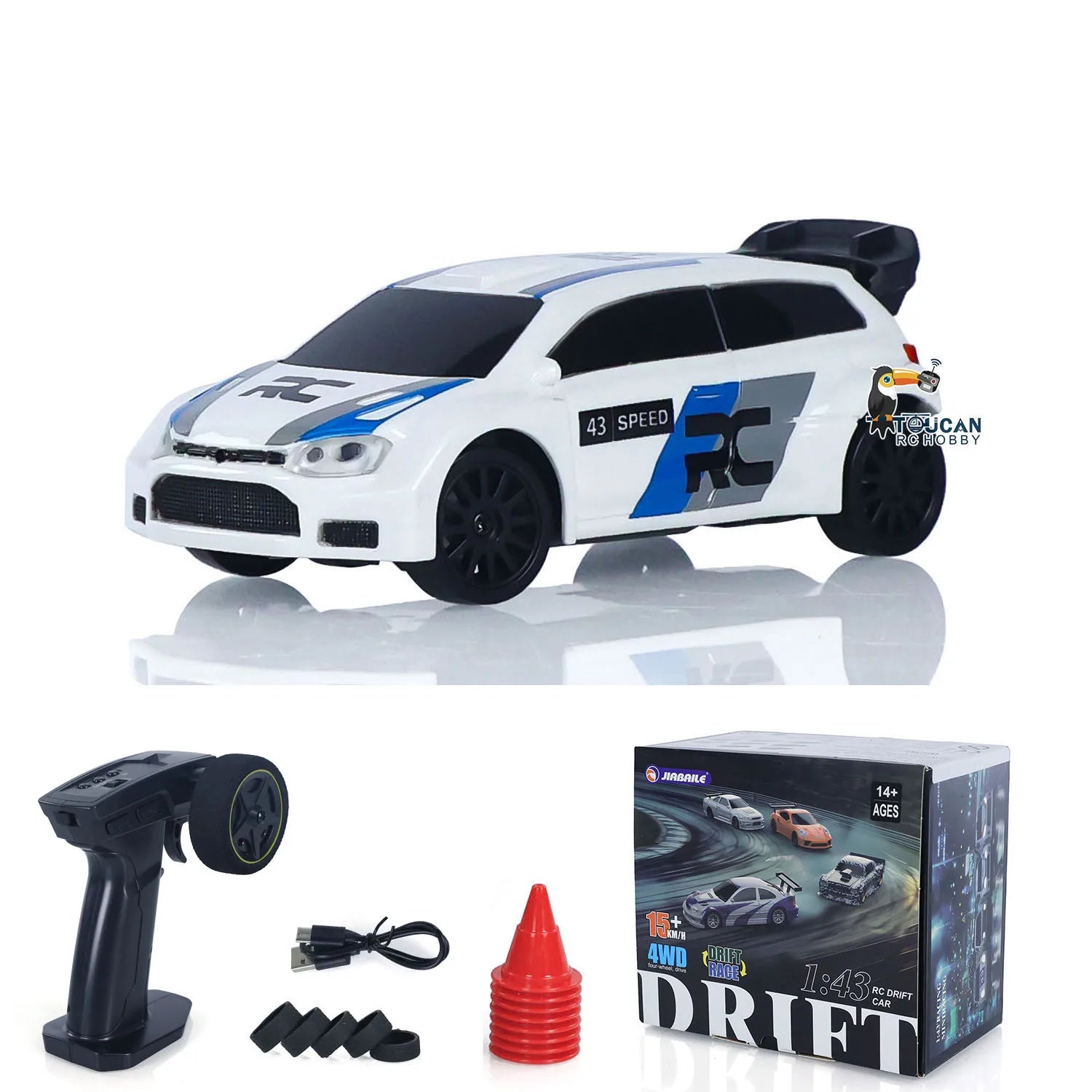 TOUCAN RC Drift Car 1:43 – 4WD Mini Rennwagen mit Lichtern (Gyro optional) - NVTS Solutions