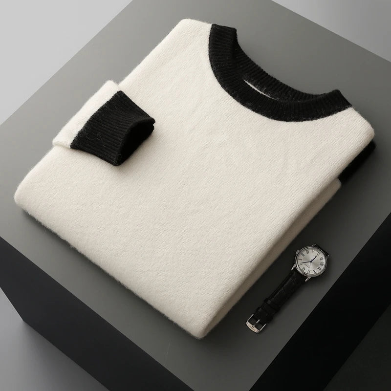 Merinowolle Herrenpullover – 100 % australische Wolle, Premium Rundhals-Strick für Herbst & Winter - NVTS Solutions