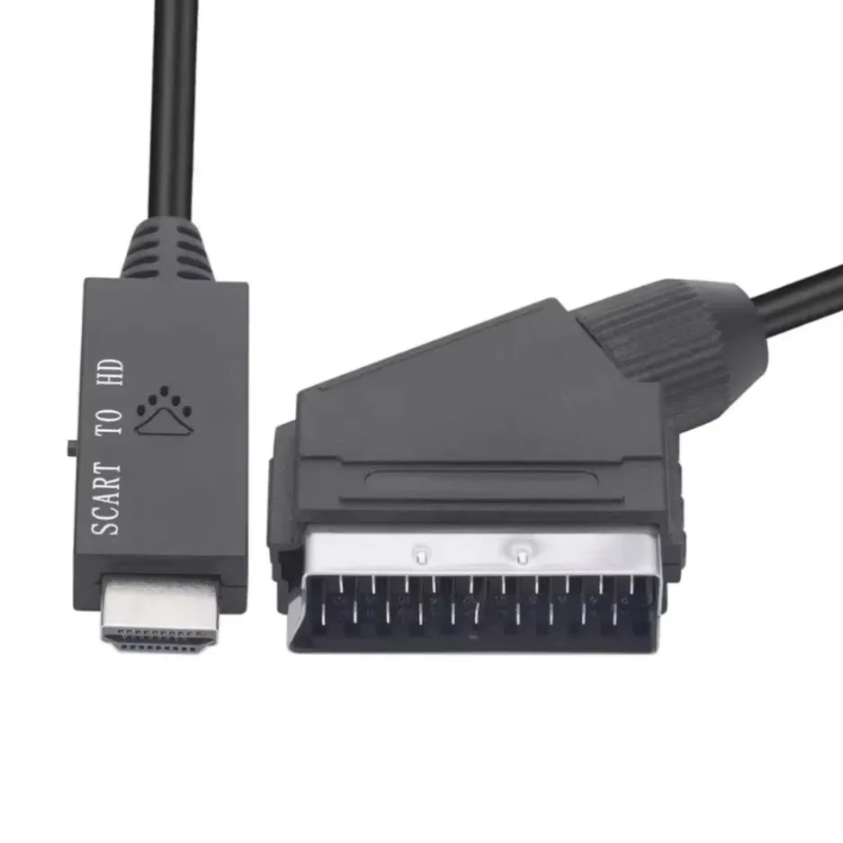 1080P SCART zu HDMI-kompatibles Video-Audio-Konverter-Adapterkabel Stecker auf Stecker SCART-Eingang zu HDMI-kompatiblem Ausgang