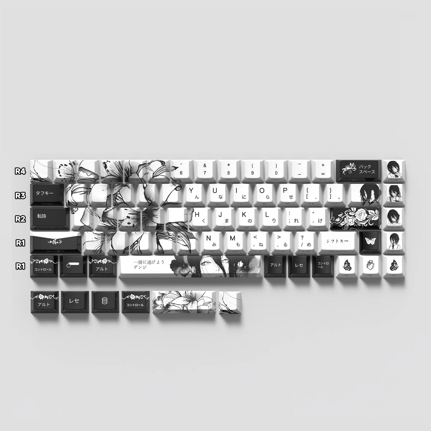 129 Tasten Swordsman 5-seitig Dye Sub PBT Tastenkappe Cherry Profile Side Gedruckt Shine Through Tastenkappen für MX Switches Gaming-Tastatur