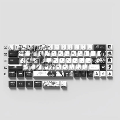 129 Tasten Swordsman 5-seitig Dye Sub PBT Tastenkappe Cherry Profile Side Gedruckt Shine Through Tastenkappen für MX Switches Gaming-Tastatur