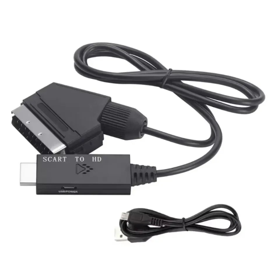 1080P SCART zu HDMI-kompatibles Video-Audio-Konverter-Adapterkabel Stecker auf Stecker SCART-Eingang zu HDMI-kompatiblem Ausgang