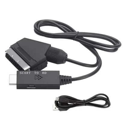 1080P SCART zu HDMI-kompatibles Video-Audio-Konverter-Adapterkabel Stecker auf Stecker SCART-Eingang zu HDMI-kompatiblem Ausgang