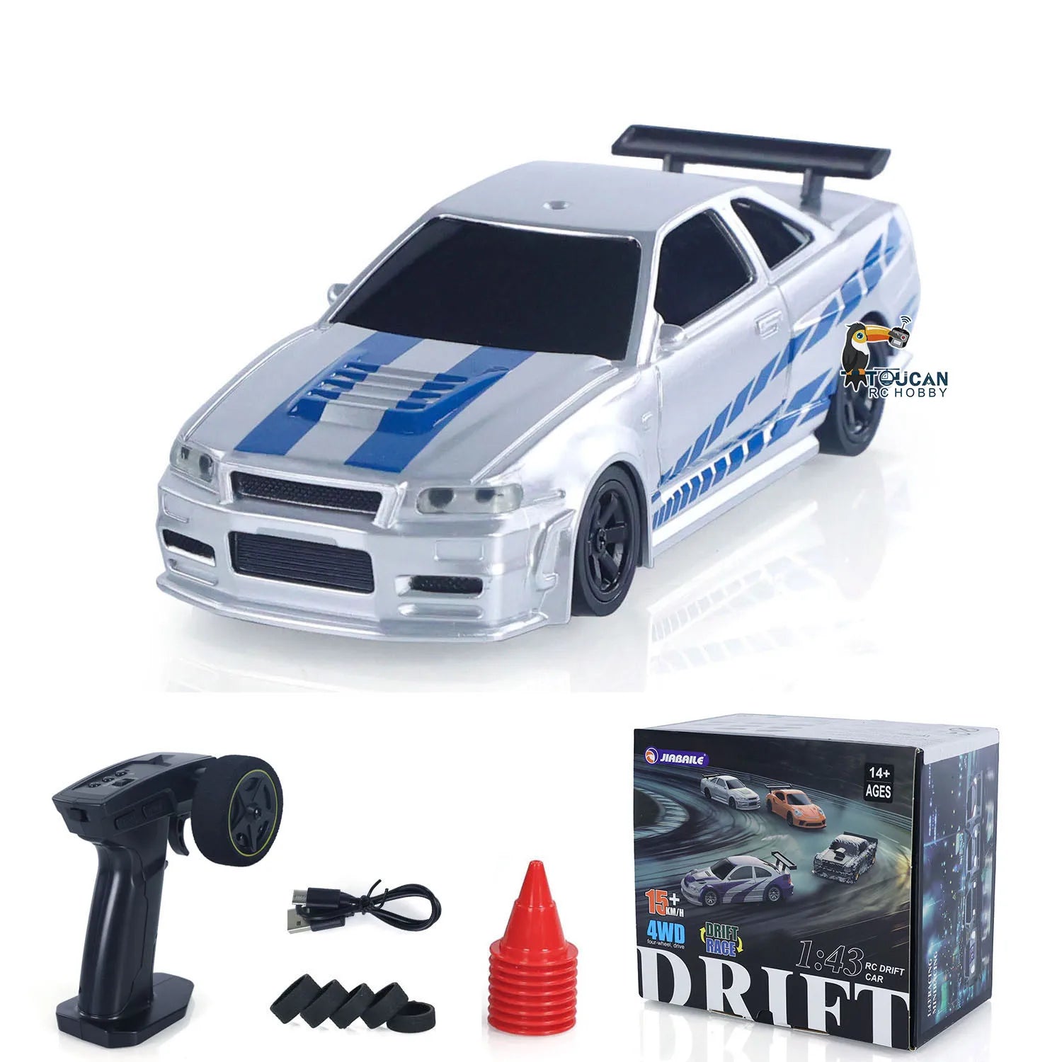 TOUCAN RC Drift Car 1:43 – 4WD Mini Rennwagen mit Lichtern (Gyro optional) - NVTS Solutions