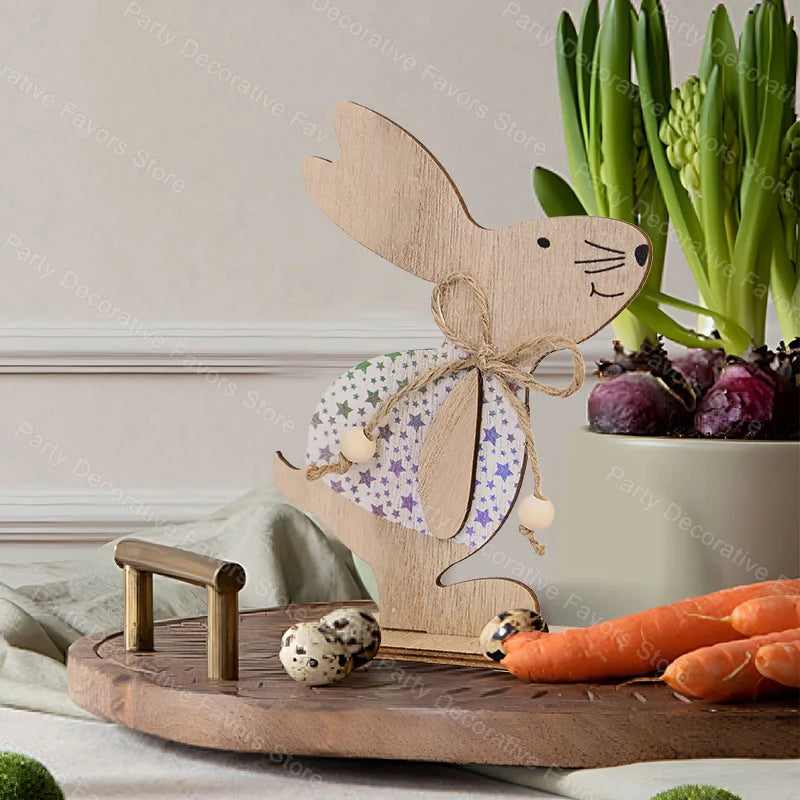 Ostern-Kaninchen-Ornament aus Holz, niedlicher stehender Hase für Frühling, Ostern, Zuhause, Tischdekoration, Party, DIY, Basteln, Kinder, Gastgeschenke, Geschenk 2025,