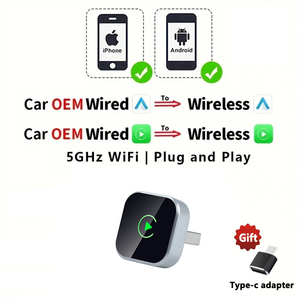 EKIY Drahtlose CarPlay Dongle Drahtlose Android Auto Adapter 2in1 Auto Intelligente Systeme AI Smart Box Für Auto Mit Wired CarPlay