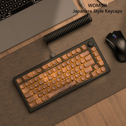 134-Tasten-Thema aus Walnussholz, MOA-Profil, PBT-Tastenkappen, individuelle Dye-Sub-Tastenkappen für mechanische Gaming-Tastatur 61/87/104 Cherry MX