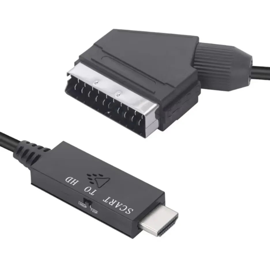 1080P SCART zu HDMI-kompatibles Video-Audio-Konverter-Adapterkabel Stecker auf Stecker SCART-Eingang zu HDMI-kompatiblem Ausgang
