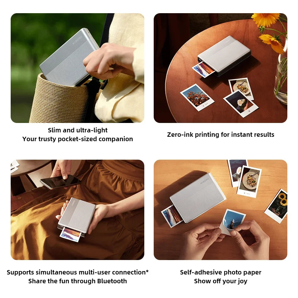 Globale Version Xiaomi Mi Tragbarer Fotodrucker 1S Bluetooth 5.2 ZINK Tintenlose Technologie Drahtloses Drucken 8 Filter Mi Home