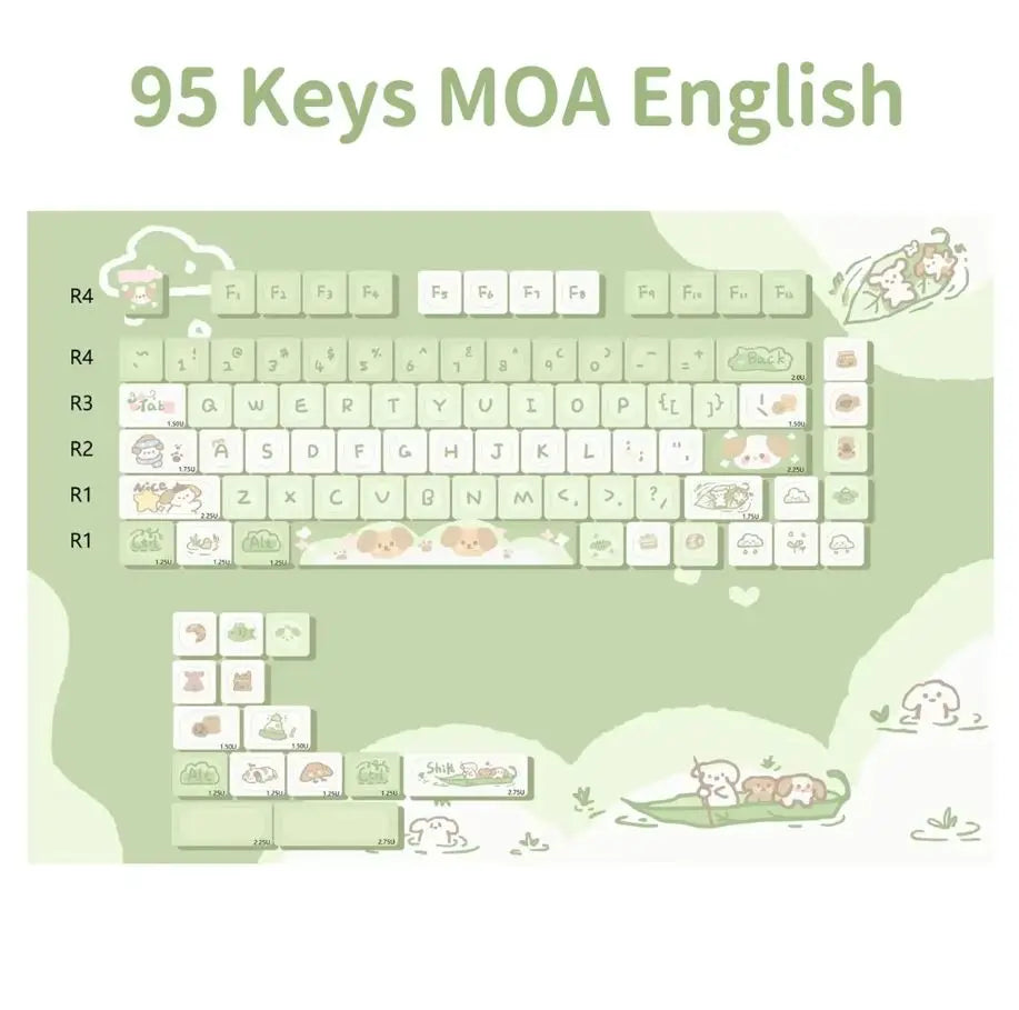 Neue 95 Tasten Dessert Cat Theme Tastenkappen MOA Profil PBT Tastenkappen Kit für 61/64/68/84/75/87 Tasten GMK67 mechanische Gaming-Tastatur
