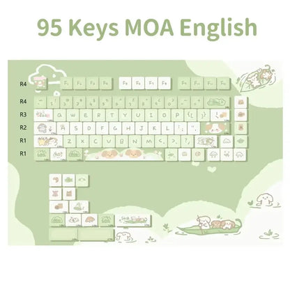 Neue 95 Tasten Dessert Cat Theme Tastenkappen MOA Profil PBT Tastenkappen Kit für 61/64/68/84/75/87 Tasten GMK67 mechanische Gaming-Tastatur