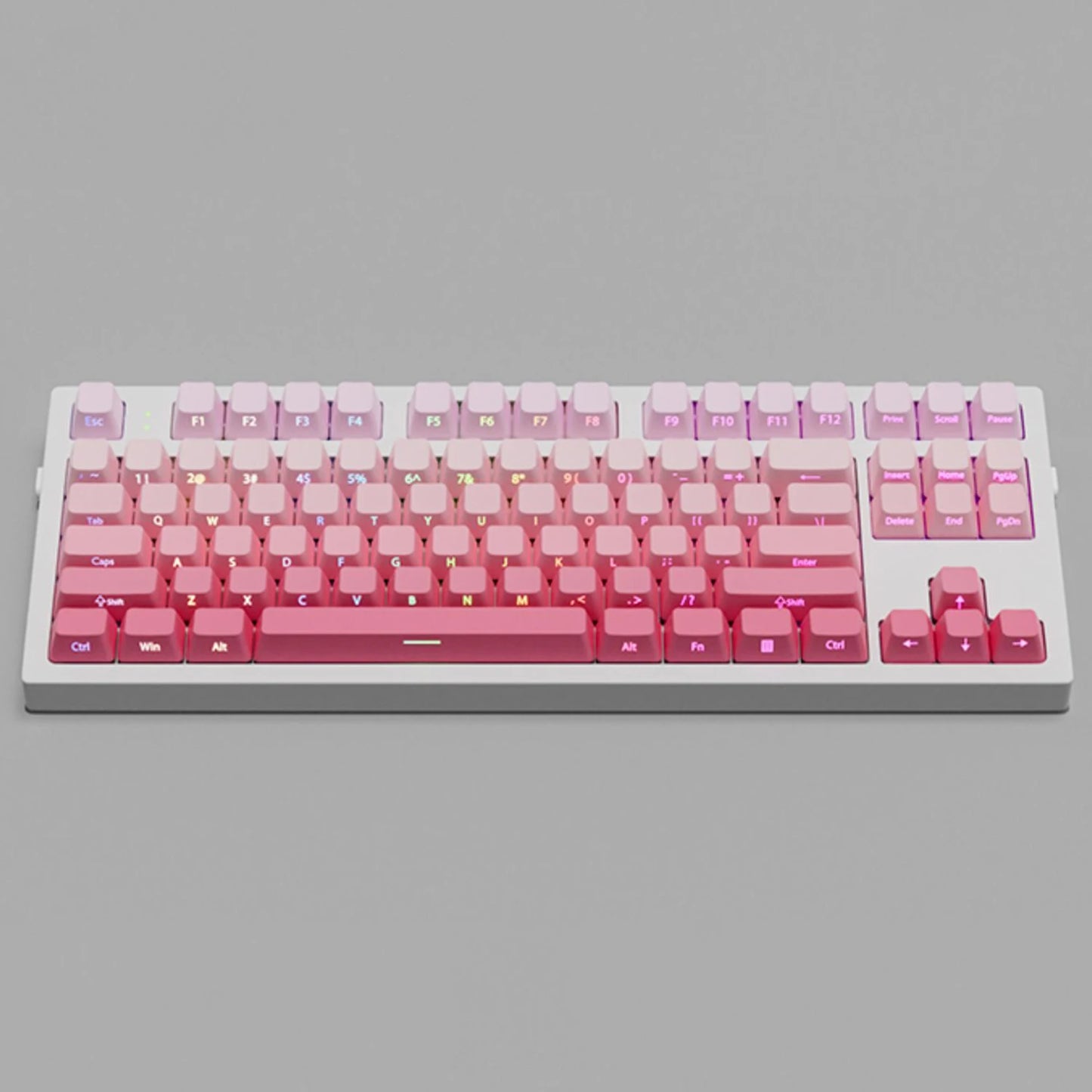 135 Tasten Double Shot Shine Through Tastenkappen Erdbeerrosa Seitendruck PBT Tastenkappen Kirschprofil für MX Switches Gaming-Tastatur
