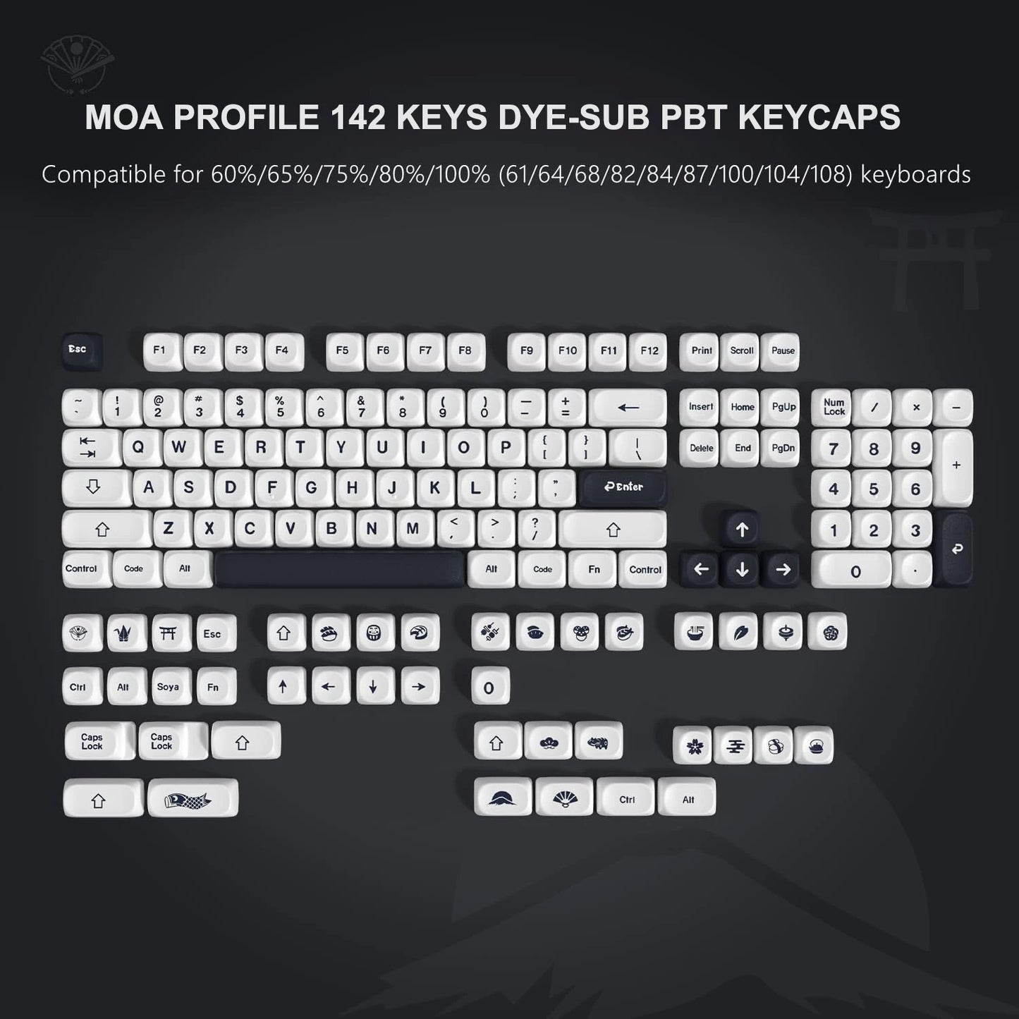 134-Tasten-Thema aus Walnussholz, MOA-Profil, PBT-Tastenkappen, individuelle Dye-Sub-Tastenkappen für mechanische Gaming-Tastatur 61/87/104 Cherry MX