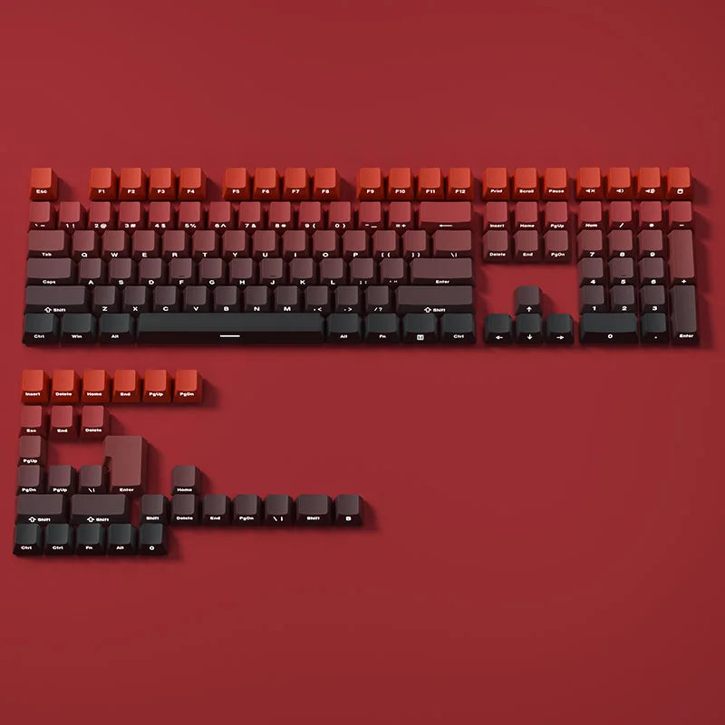 Farbverlaufs-Tastenkappen, seitlich bedruckt, glänzend durch PBT Double Shot, OEM-Profil für MX-Switches, Gaming-Tastatur, 130 + Tastenkappen