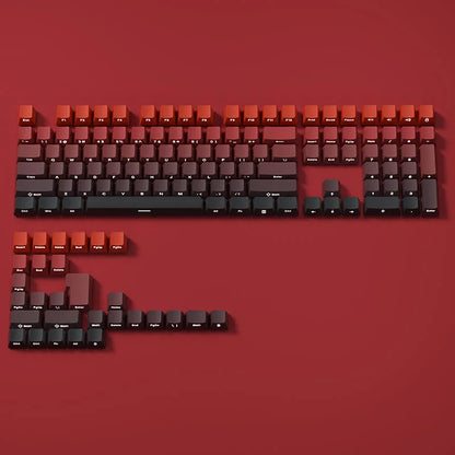 Farbverlaufs-Tastenkappen, seitlich bedruckt, glänzend durch PBT Double Shot, OEM-Profil für MX-Switches, Gaming-Tastatur, 130 + Tastenkappen