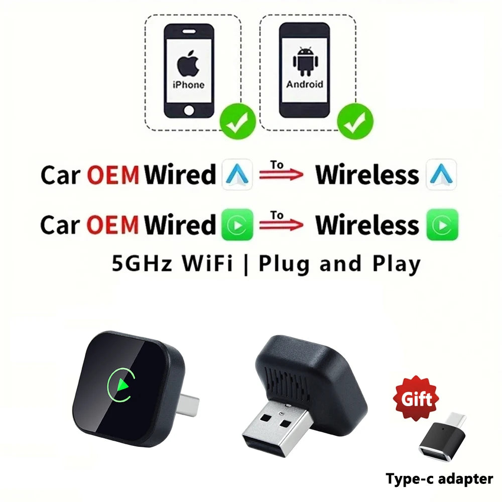 EKIY Drahtlose CarPlay Dongle Drahtlose Android Auto Adapter 2in1 Auto Intelligente Systeme AI Smart Box Für Auto Mit Wired CarPlay