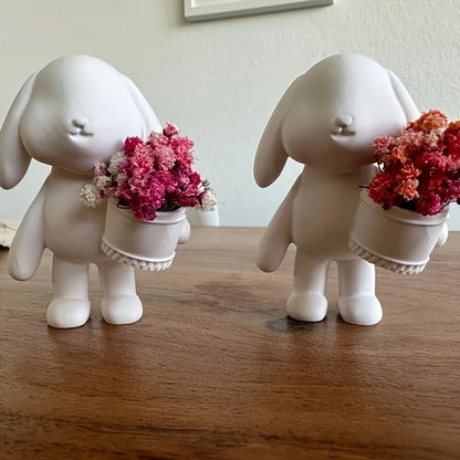 Ostern Blumen Eimer Kaninchen Gips Ornament Silikon Formen DIY Beton Hause Urlaub Dekoration Harz Form Handwerk Gießen