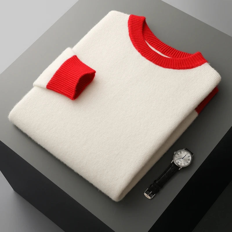 Merinowolle Herrenpullover – 100 % australische Wolle, Premium Rundhals-Strick für Herbst & Winter - NVTS Solutions