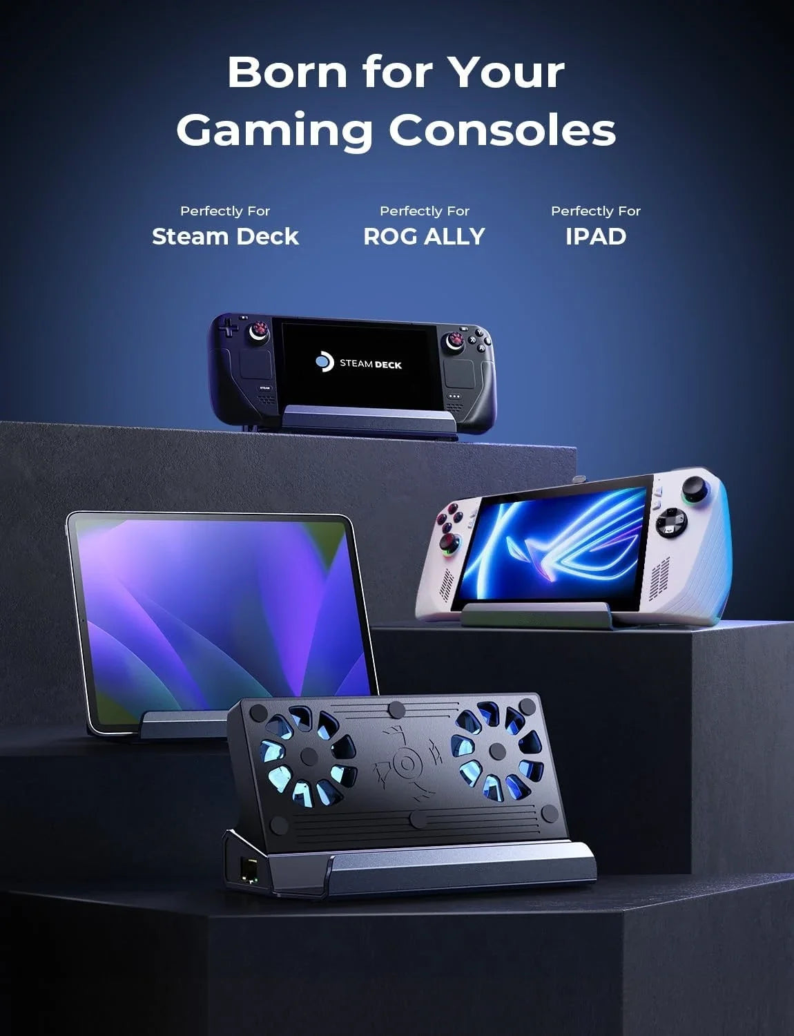 13-in-1-Legion-Go-Dockingstation, Legion-Go-Dock-Hub mit 5 USB, Dual-Lüfter, HDMI 4K bei 60 Hz, 100 W Aufladung für Legion Go