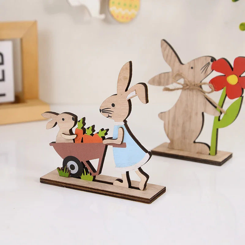 Ostern-Kaninchen-Ornament aus Holz, niedlicher stehender Hase für Frühling, Ostern, Zuhause, Tischdekoration, Party, DIY, Basteln, Kinder, Gastgeschenke, Geschenk 2025,