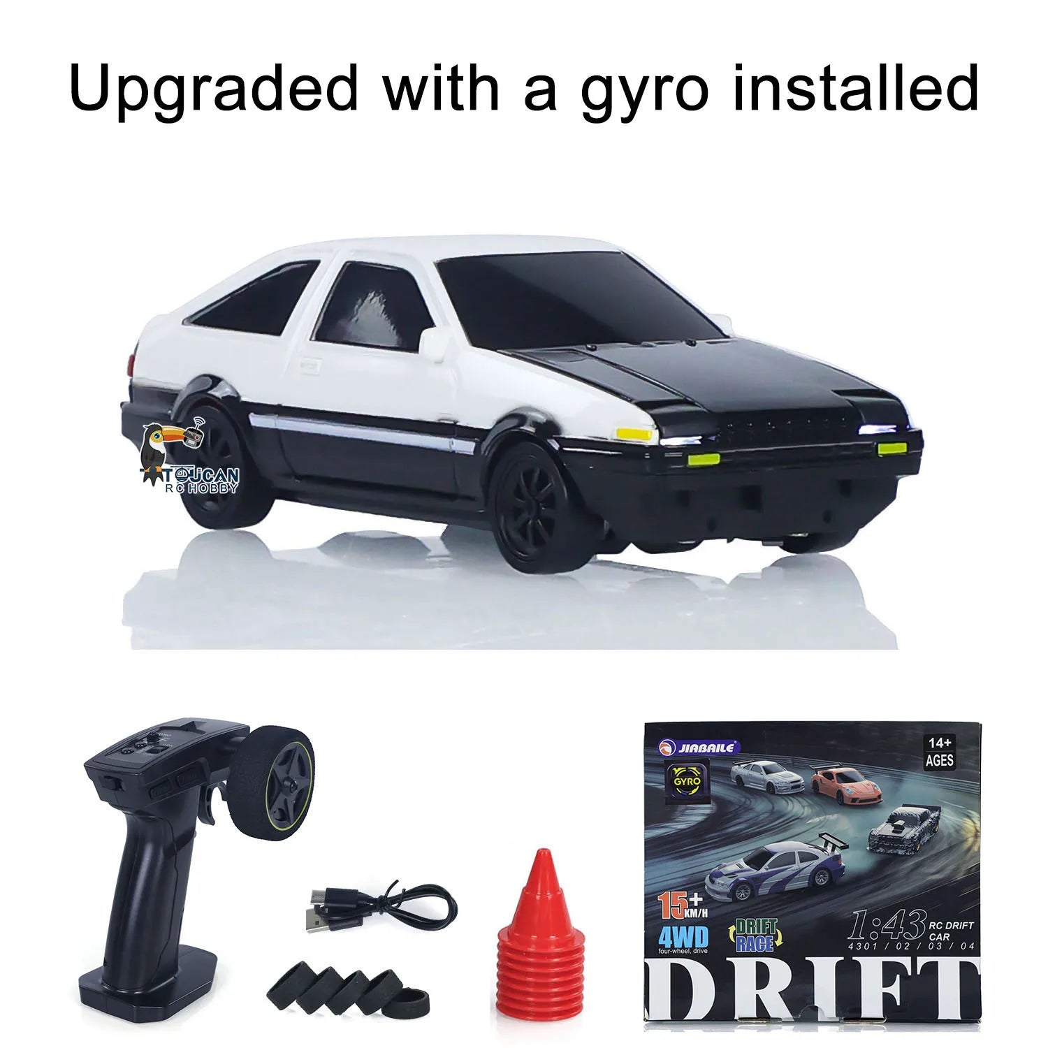 TOUCAN RC Drift Car 1:43 – 4WD Mini Rennwagen mit Lichtern (Gyro optional) - NVTS Solutions