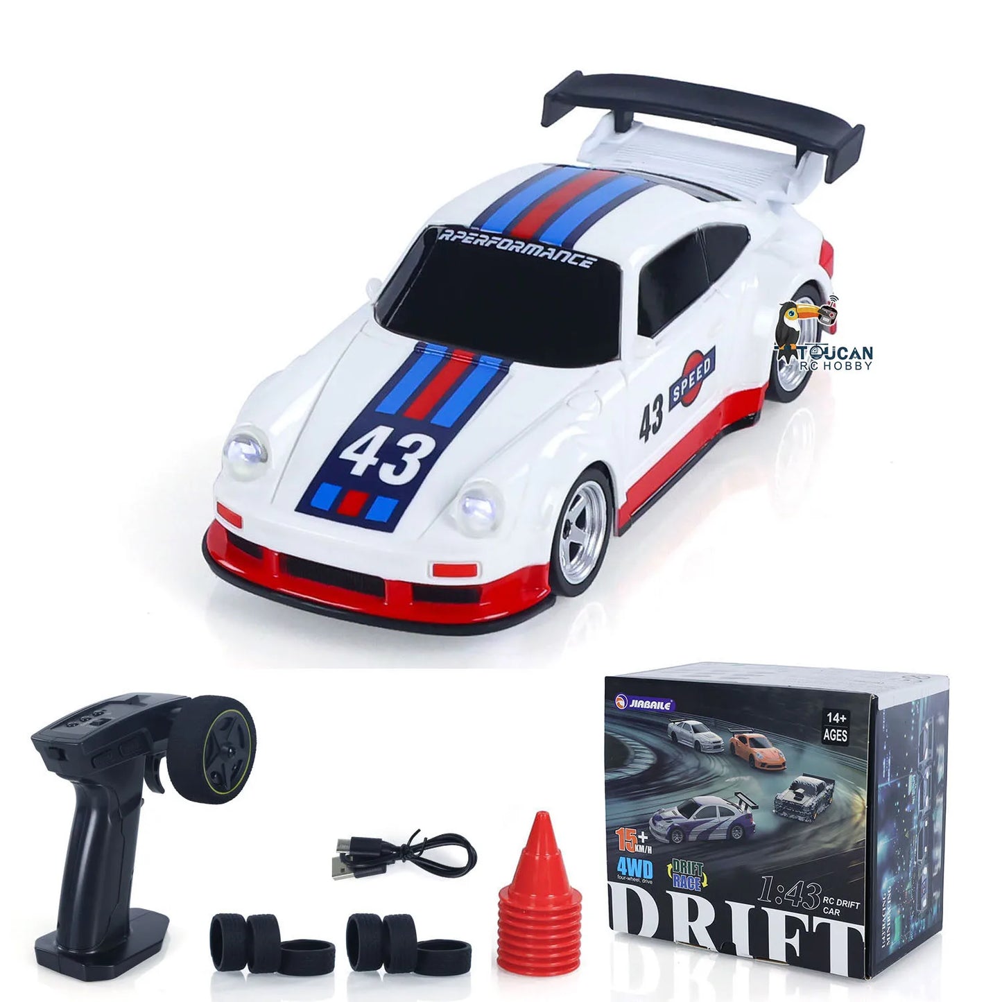 TOUCAN RC Drift Car 1:43 – 4WD Mini Rennwagen mit Lichtern (Gyro optional) - NVTS Solutions