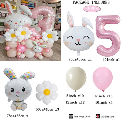 49 Stücke Ostern Niedlichen Hasen Ballon 40 zoll Rosa 1-9 Anzahl Folienballons Set Mädchen Geburtstag Babyparty Dekoration Kaninchen Globos
