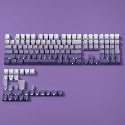 Farbverlaufs-Tastenkappen, seitlich bedruckt, glänzend durch PBT Double Shot, OEM-Profil für MX-Switches, Gaming-Tastatur, 130 + Tastenkappen