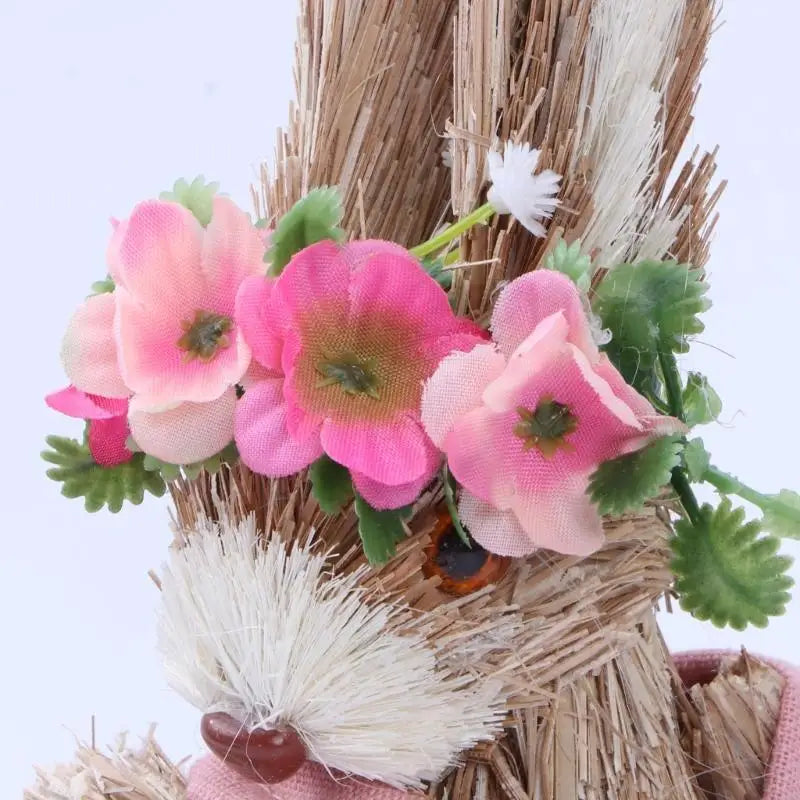 Ostern Stroh Kaninchen Ornament für kreative künstliche Hase für mit Blumenkranz Schürze stehende Figur Urlaub Party