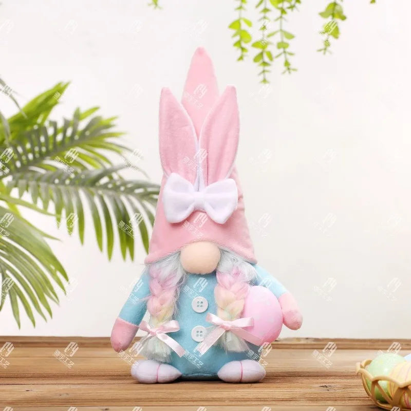 Osterhase Ei Karotte Babypuppe ohne Gesicht rosa Ohrfigur Desktop-Dekoration Dekorationen süße Urlaubsgeschenke Unisex
