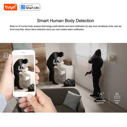 Tuya Smart 3MP HD Indoor-Überwachungskamera für Babys/ältere/Haustiere/Kinder, mit Echtzeit-APP-Alarm, 2-Wege-Audio, Erkennung menschlicher Körper - NVTS Solutions