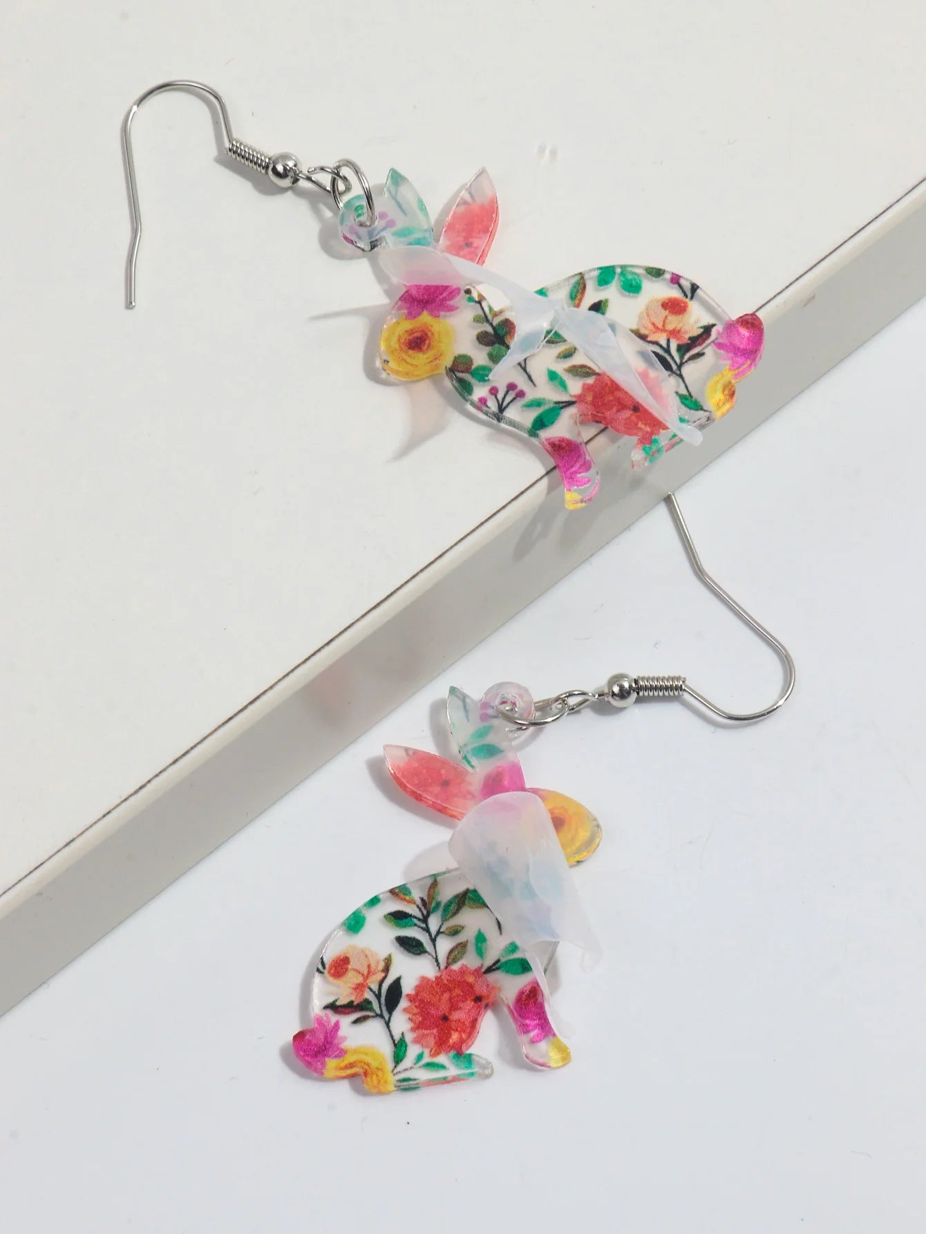 Ostern Bunte Transparente Kaninchen Anhänger Ohrringe für Frauen Mädchen Schöne Tier Kaninchen Druck Tropfen Ohrringe Schmuck Party Geschenke