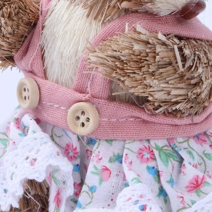 Ostern Stroh Kaninchen Ornament für kreative künstliche Hase für mit Blumenkranz Schürze stehende Figur Urlaub Party