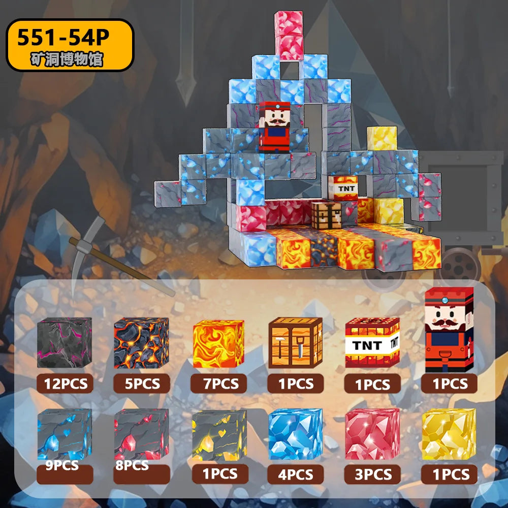 Magnetische Bausteine Mine World Cube Magnet World Set für Kid Age DIY Modell Kinder Stem Bestes Montessori Sinnesspielzeug