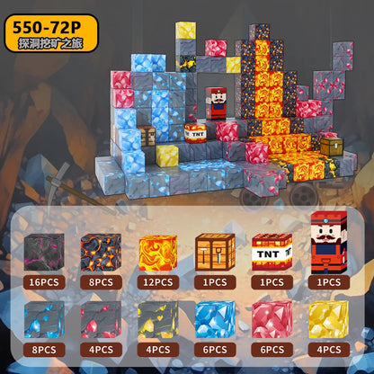 Magnetische Bausteine Mine World Cube Magnet World Set für Kid Age DIY Modell Kinder Stem Bestes Montessori Sinnesspielzeug