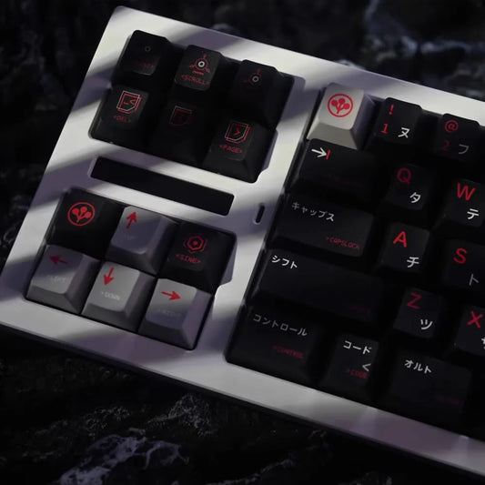 140+ Tasten/Set Arasaka Gaming Tastenkappen PBT Farbstoffsublimation Schwarz Rot Tastenkappen Kirschprofil Anime Spiel CBPK 2077 Tastenkappe MX Switch