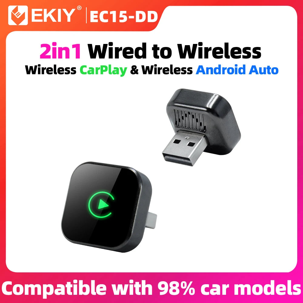 EKIY Drahtlose CarPlay Dongle Drahtlose Android Auto Adapter 2in1 Auto Intelligente Systeme AI Smart Box Für Auto Mit Wired CarPlay