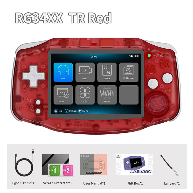ANBERNIC RG34XX Retro-Handheld-Spielekonsole, 3,4-Zoll-IPS, Linux, 64-Bit, 3500 mAh, Video-Gaming-Player, unterstützt das Streaming von WLAN und Bluetooth