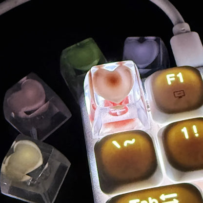 Niedliche Liebesherz-Tastenkappen aus Kunstharz für Cherry MX Switch mechanische Gaming-Tastatur, handgefertigte Neuheit, manuelle Tastenkappe