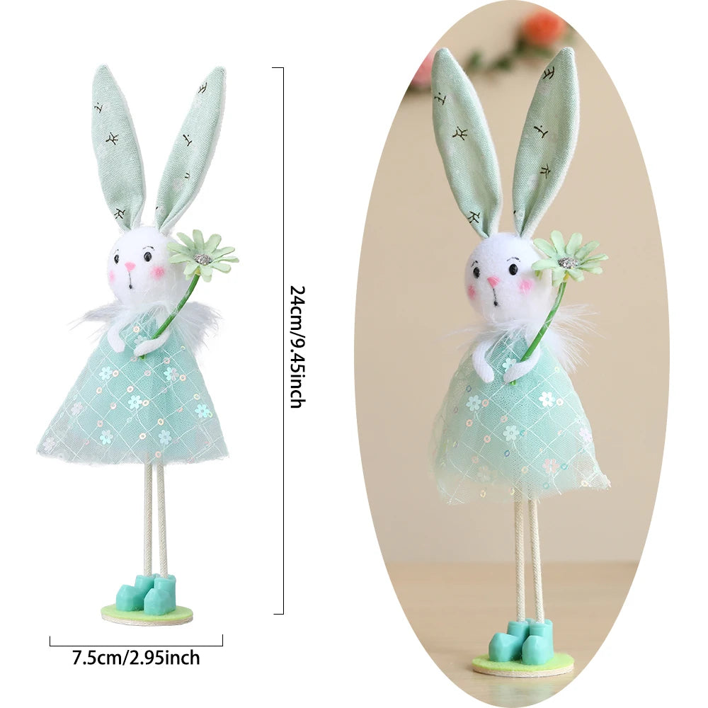 24 cm Ostern Stehende Blume Fee Engel Elf Kaninchen Puppen Rosa Grüne Blumen Gaze Puffy Rock Frühling Hase Ostern Dekor